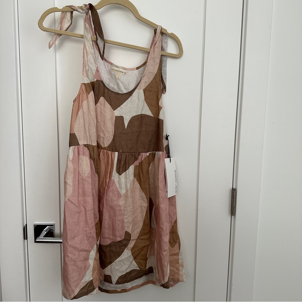 NWT Whimsy + row pink and brown baby doll dress